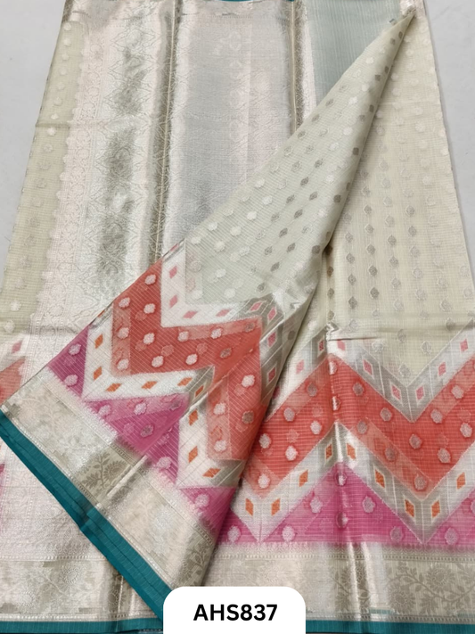 Soft Silk Kota Weaving +Painting Work Saree With Blouse