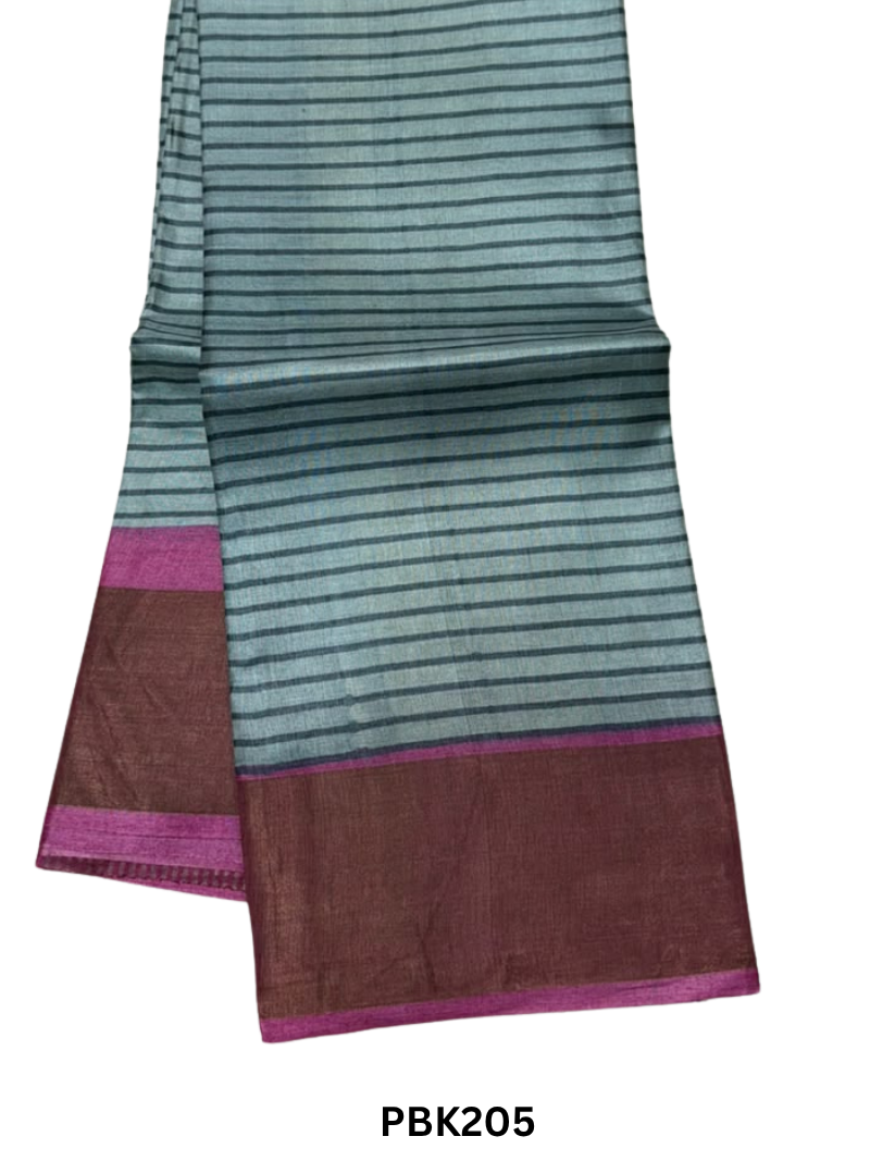 Premium Pure Tussar Silk Handblock Print Saree – Kolkata Special