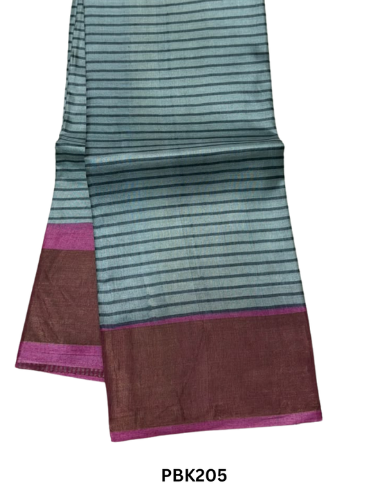 Premium Pure Tussar Silk Handblock Print Saree – Kolkata Special