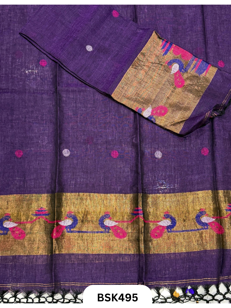 Pure Jayashree Linen By Linen Paithani - Top 2.6& Duppatta
