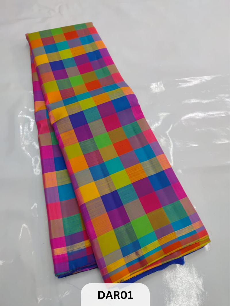 MADRAS KATTAM PATTU SAREE WITH 6 SHADES (PRICE OF SAREE 13999 FOR PRE BOOKING PAY 5000 ADVANCE)