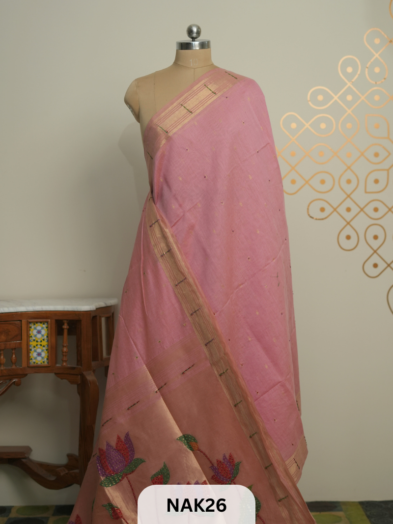 LINEN EMBROIDERY SAREE
