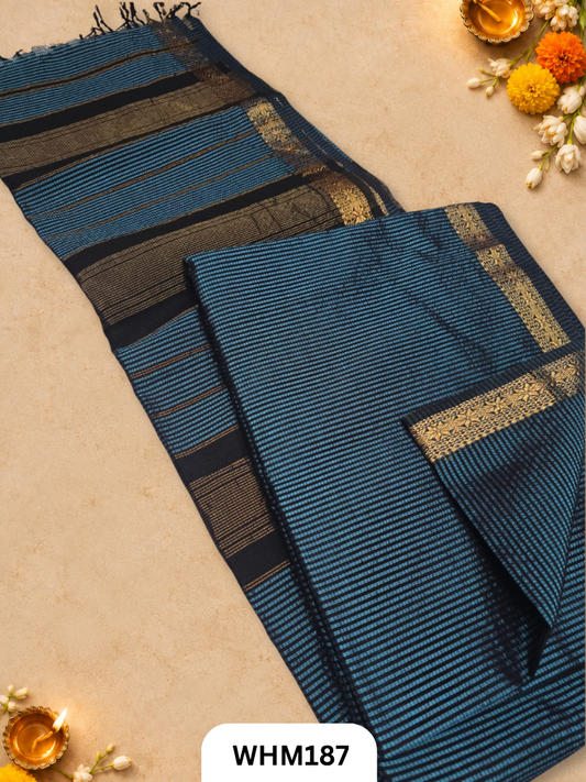 Pure Maheshwari Handloom Resham Checks Saree
