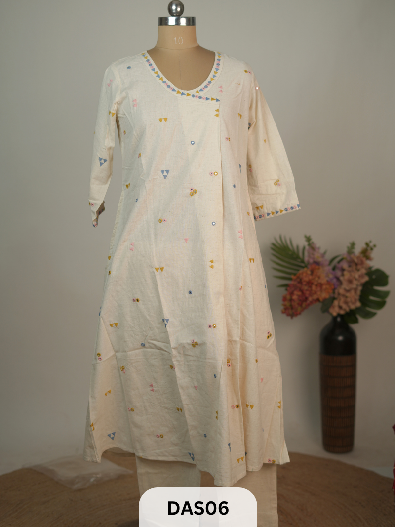 KALA COTTON WITH KUTCH EMBROIDRY SET - MACHINE EMBROIDRY