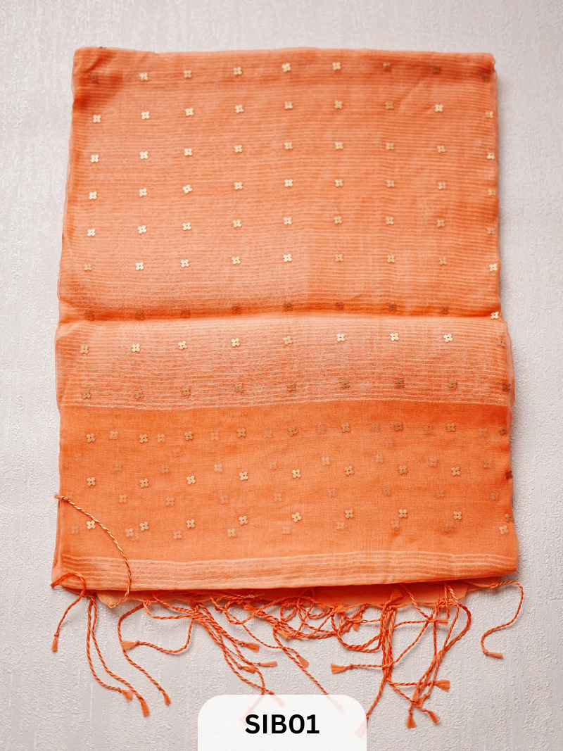 PURE HANDLOOM MUSLIN ORGANZA HANDCRAFTED SAREE