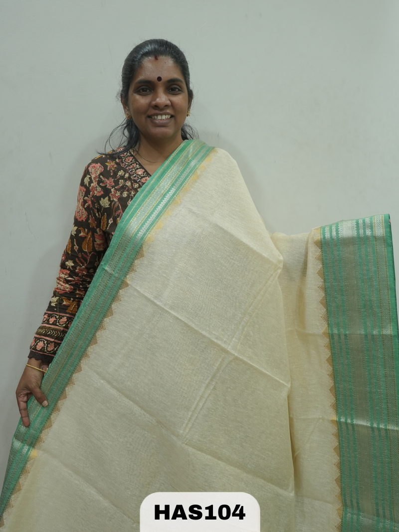 BANARAS COTTON TEMPLE BORDER SAREE