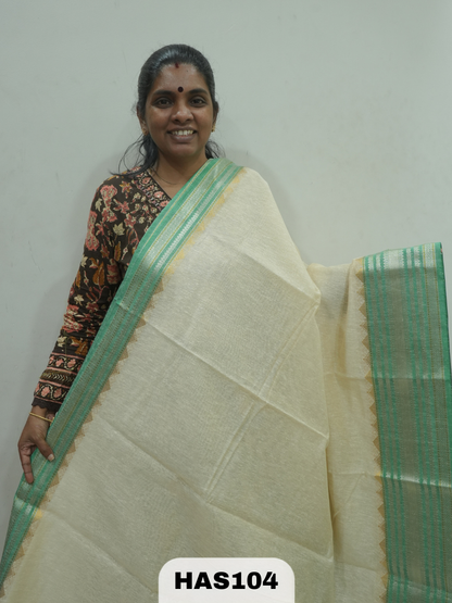 BANARAS COTTON TEMPLE BORDER SAREE