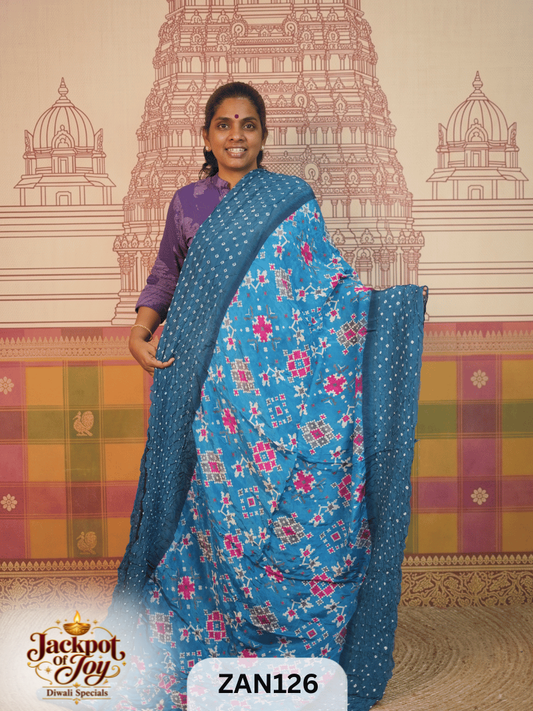 Pure Viscos Georgette Bandhani Digital Saree