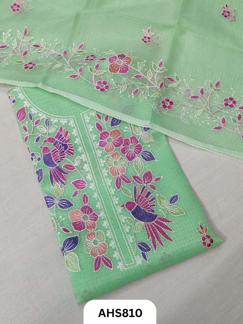 Kota Doria Premium Embroidery Work - Top and Duptta 2.5mtr