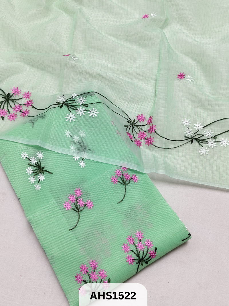 Kota Cotton Embroidery Work Dress Material