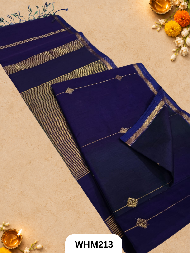 Pure Maheshwari Handloom Dual Tone Diamand Butti Line Saree