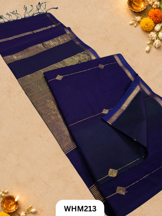 Pure Maheshwari Handloom Dual Tone Diamand Butti Line Saree