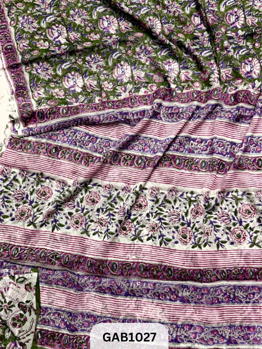 Premium Hand Block Printed Georgette Sarees with Blouse