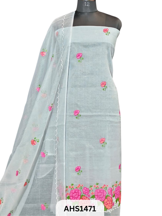 Soft Kota Embroidery Work Dress Material Top & Dupatta