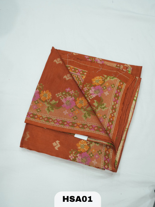 BANARAS RUSSIAN CROSS STICHED SILK SAREE