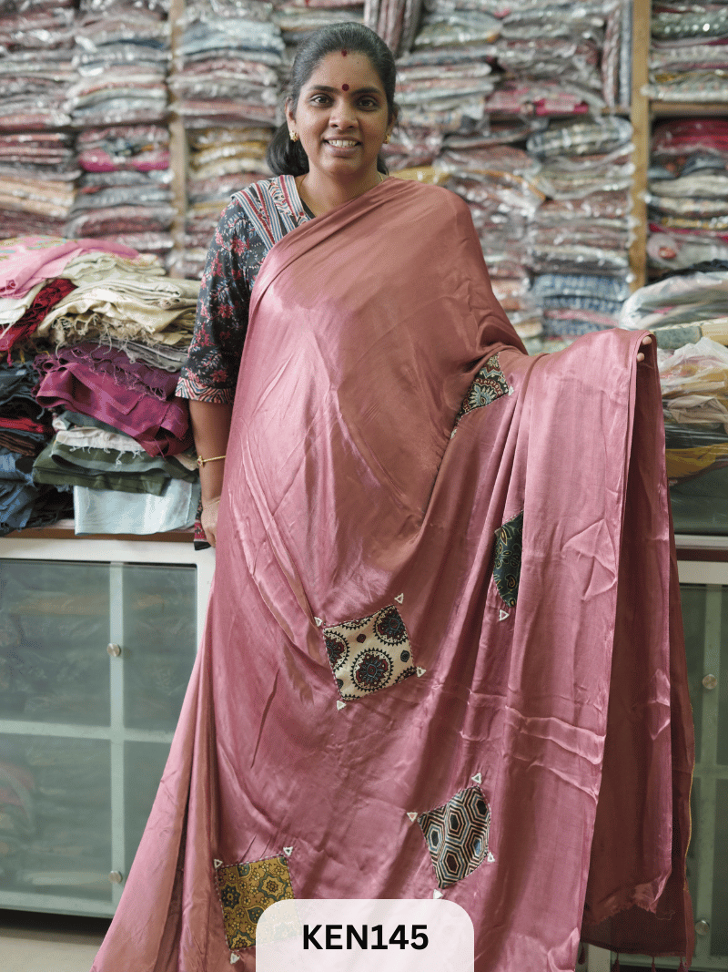 MODAL APPLIQUE MIRROR SAREE