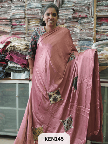 MODAL APPLIQUE MIRROR SAREE