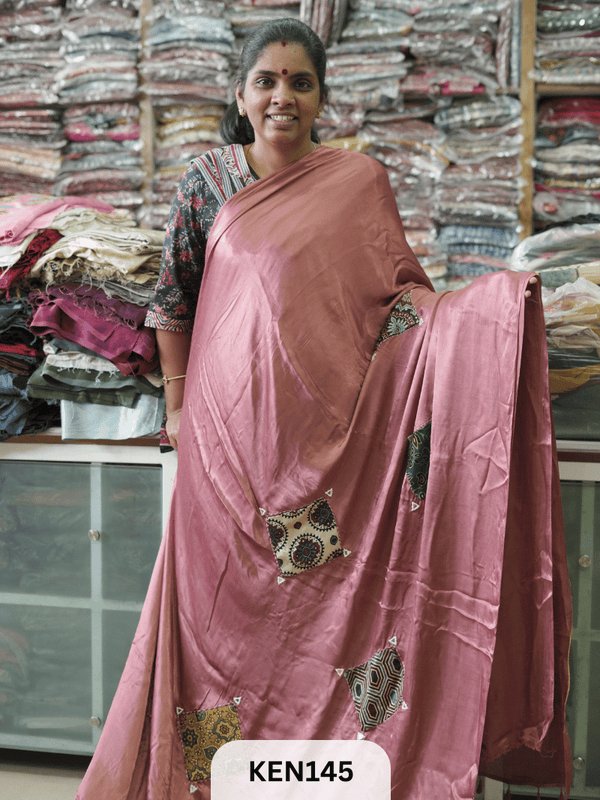 MODAL APPLIQUE MIRROR SAREE