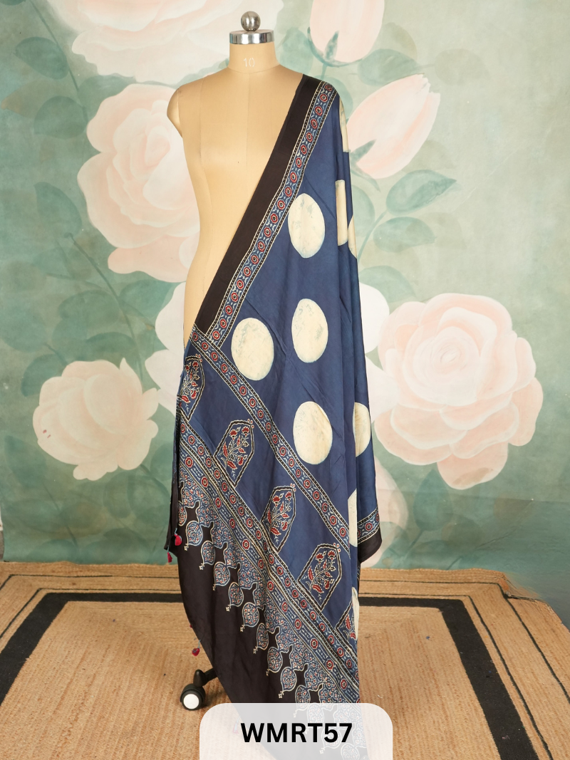 MODAL SILK WITH AJRAKH DUPATTA