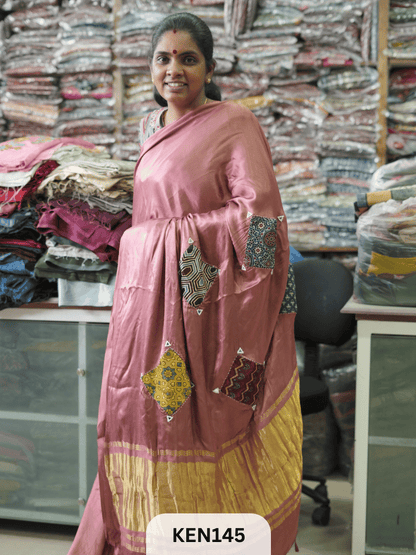 MODAL APPLIQUE MIRROR SAREE
