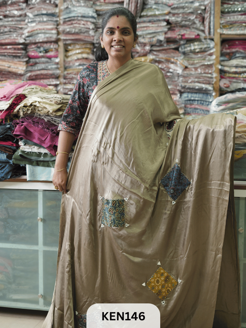 MODAL APPLIQUE MIRROR SAREE