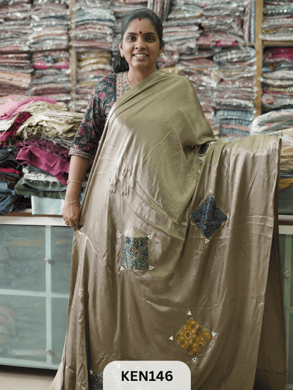 MODAL APPLIQUE MIRROR SAREE