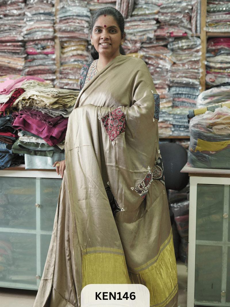 MODAL APPLIQUE MIRROR SAREE