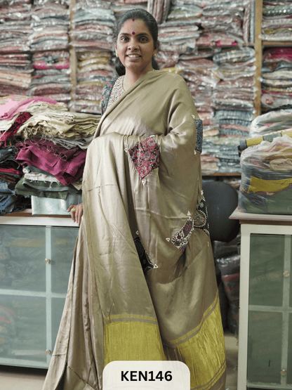 MODAL APPLIQUE MIRROR SAREE