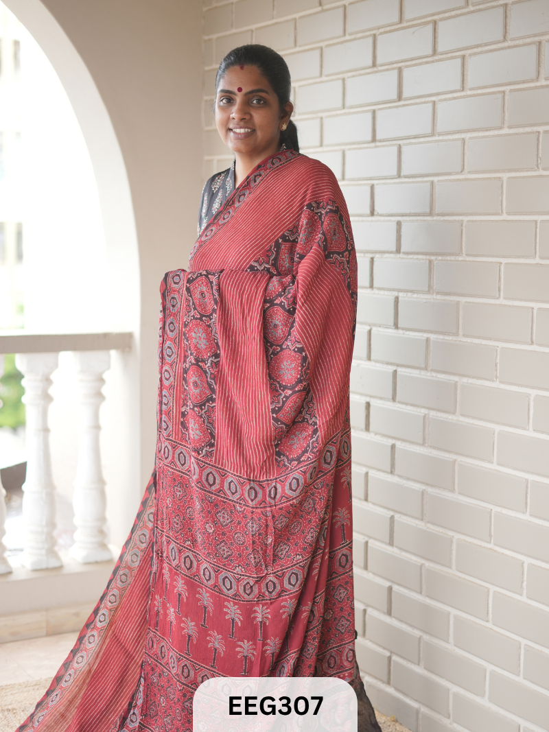 AJRAKH CHINON SAREE