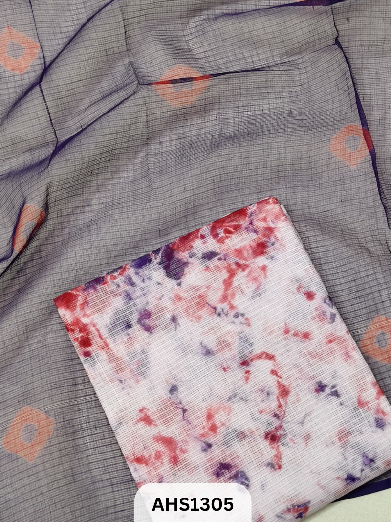 Pure Kota Cotton Shibori Print Dress Material Top & Dupatta 2.5mtr
