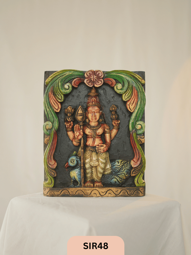WOODEN LORD MURUGAR WALL FRAME - Height 12" INCH, WIDTH 10"INCH