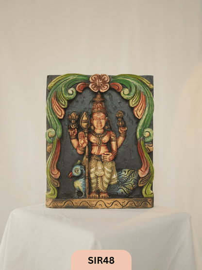 WOODEN LORD MURUGAR WALL FRAME - Height 12" INCH, WIDTH 10"INCH