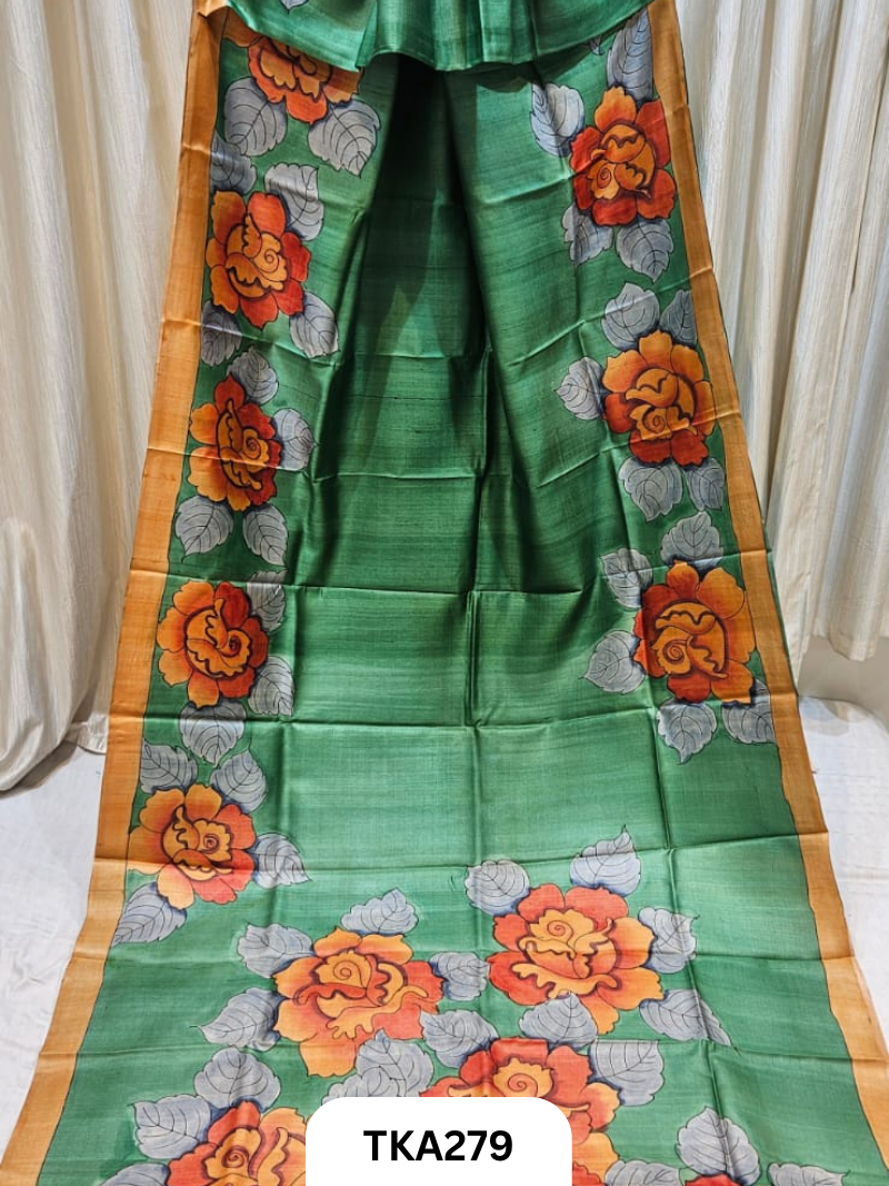 PURE HANDOWEN TUSSAR HAND PAINTED SAREE