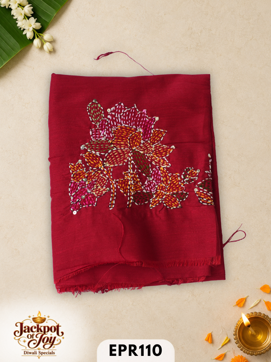 Raw silk with Kantha Blouse