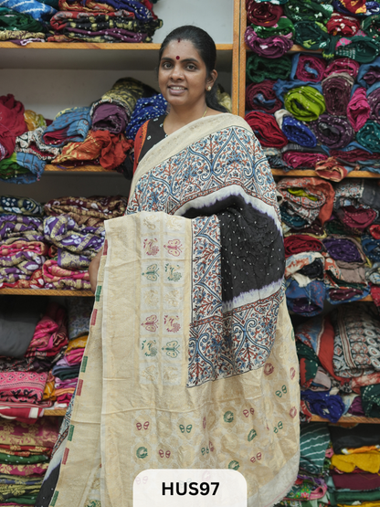 PURE DOLA SILK WITH AJRAKH MINAKARI PALLU