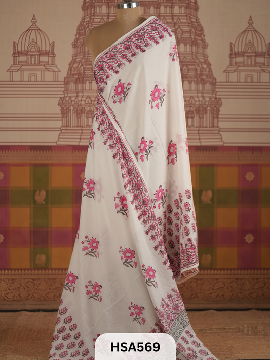 COTTON AJRAKH HANDBLOCK SAREE