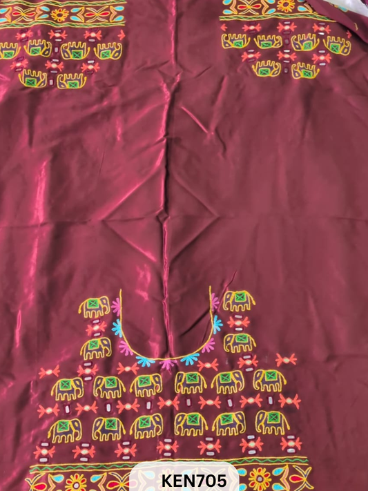 MASHRUSILK HAND AARIWORK UNSTITCHED BLOUSEPIECE