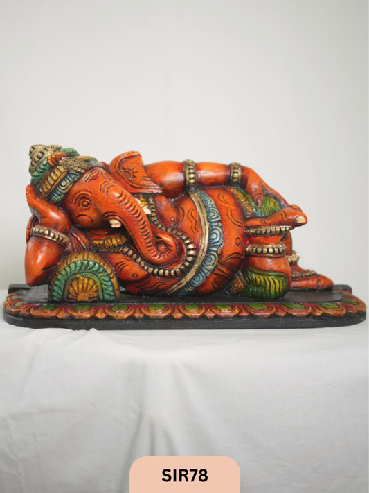 WOODEN SLEEPING GANESH - Height 10" INCH, WIDTH 21"INCH