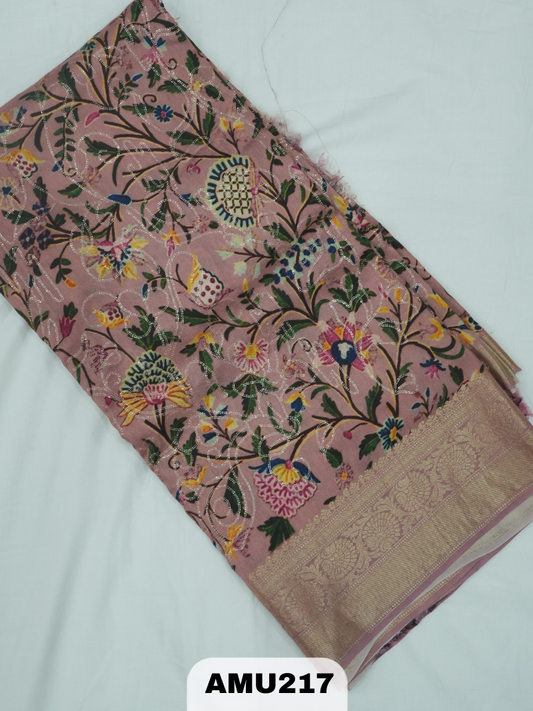 BANARAS RUSSIAN SILK SAREE WITH PRINTED