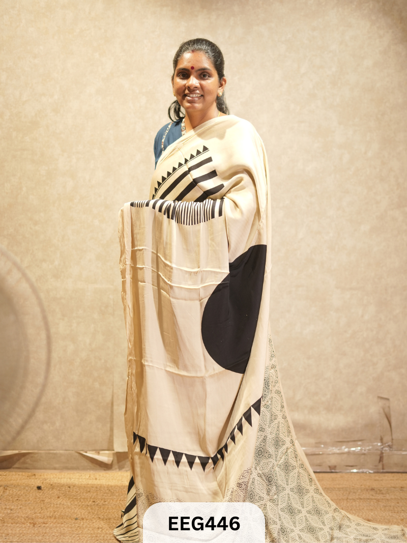 AJRAKH MODAL SAREE- RETRO