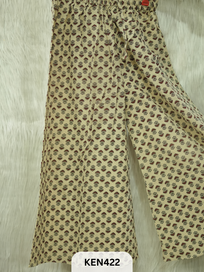 PLAZO HANDBLOCK PANT-FREE SIZE(22 to 40 INCH)