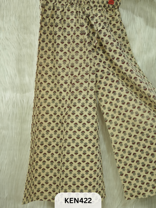 PLAZO HANDBLOCK PANT-FREE SIZE(22 to 40 INCH)