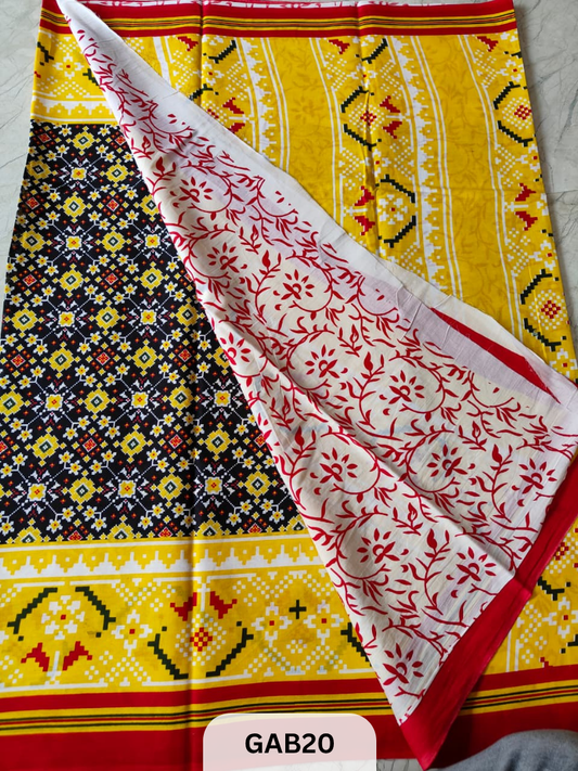 BAGRU PRINT COTTON MULMUL SAREES WITH BLOUSE-SAREE 5.5M +BLOUSE 1M