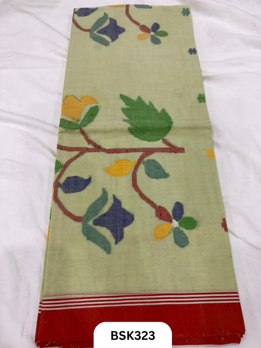 Handloom Pure Mul Cotton With Jamdhani Weave Saree