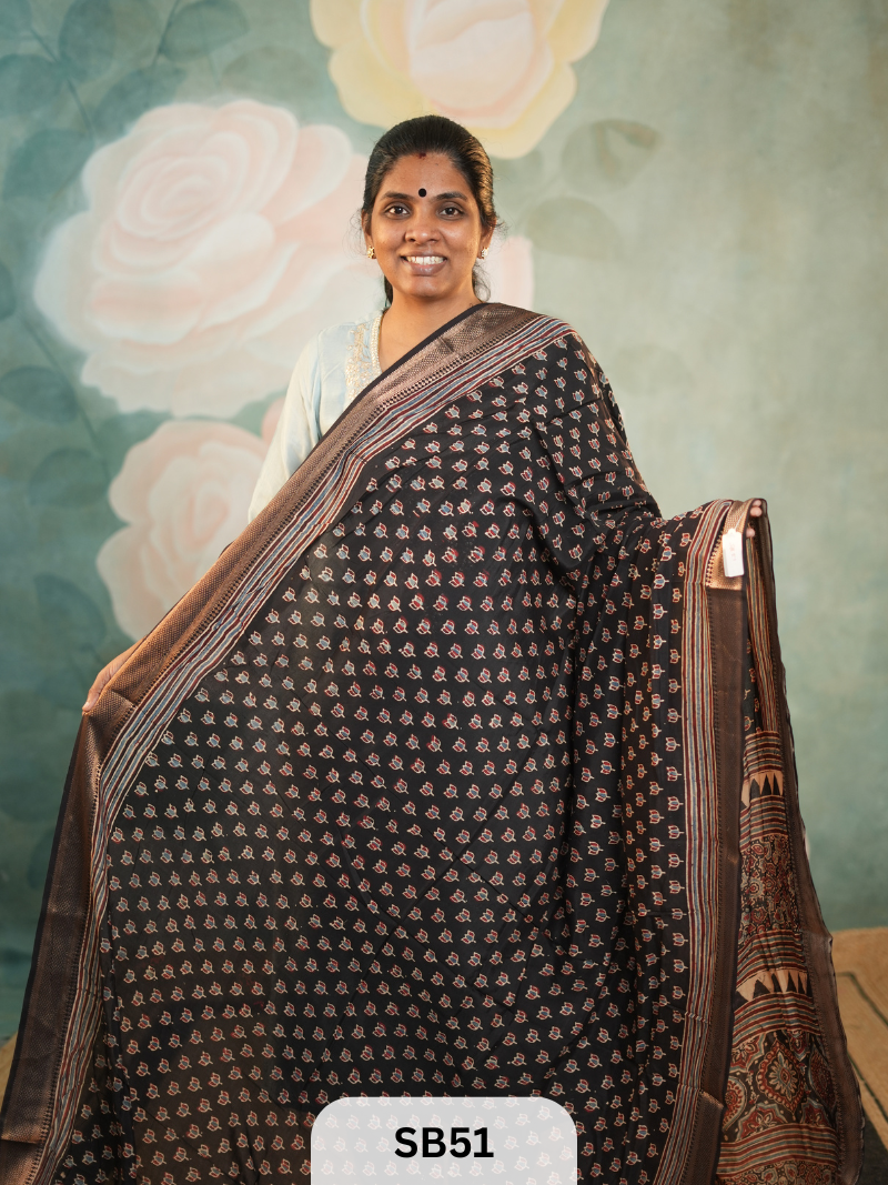 AJRAKH SAREE WITH NIZAM BORDER