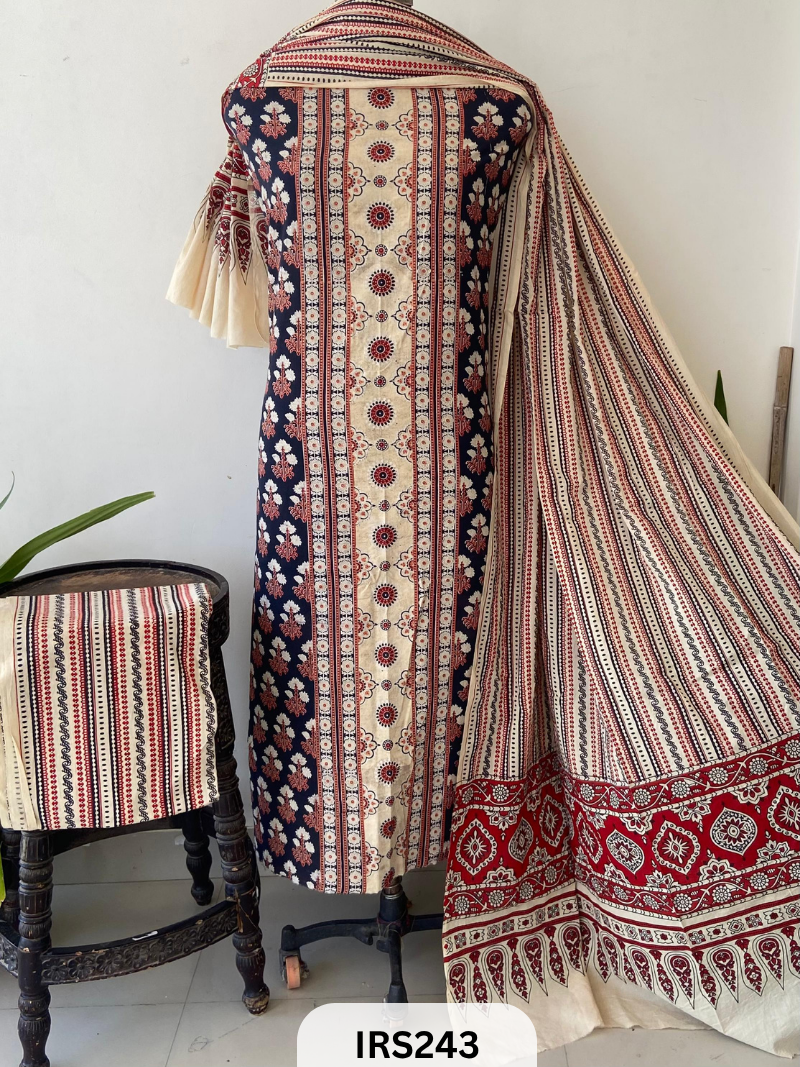 PURE COTTON FABRIC WITH AJRAKH PRINT DESIGNER SALWAR SUIT WITH AJRAKH PRINT BOTTOM