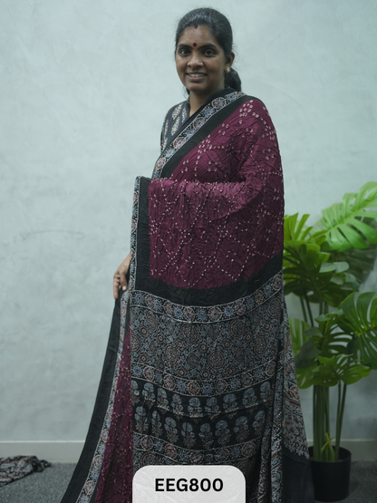 MODAL AJRAKH BANDHEJ SAREE