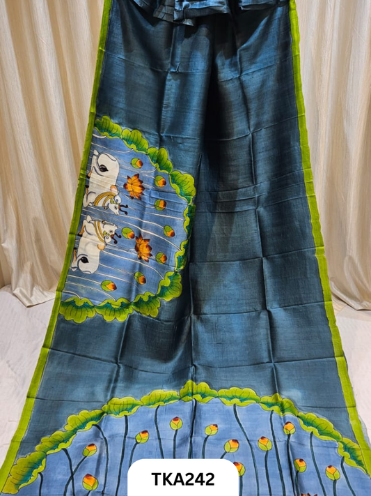 Murshidabad Silk Hand Painted Saree
