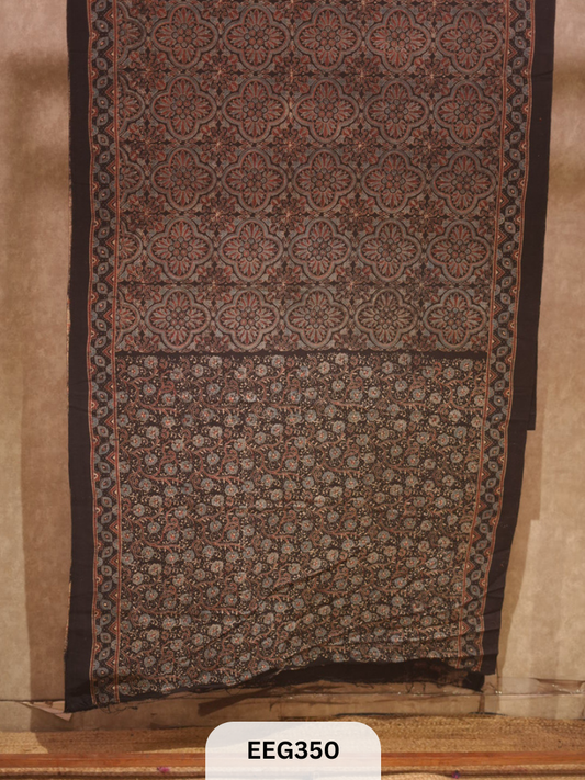 HANDWOVEN KALA COTTON WITH AJRAKH PRINT SAREE