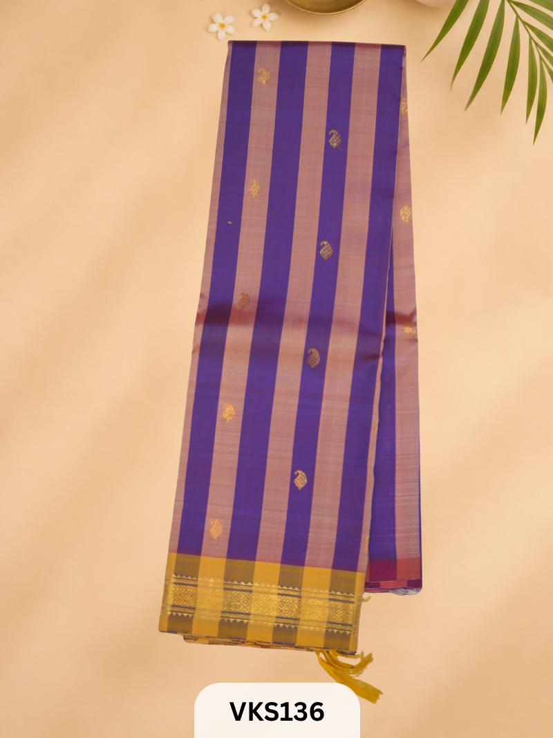 PURE KANCHIPURAM SILK SAREE WITH ONE SIDE BORDER